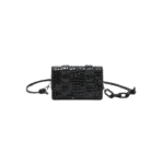 Black Crocodile-Pattern Mini Shoulder Bag