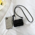 Black Crocodile-Pattern Mini Shoulder Bag - Image 2