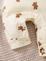 ⁦Newborn Baby Boy Bear Print Jumpsuit & Bib⁩ - الصورة ⁦5⁩