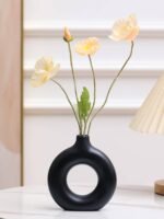Modern Flower Vase Black Ring Shaped