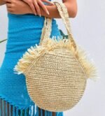 ⁦Round Straw Tote Bag⁩ - الصورة ⁦4⁩