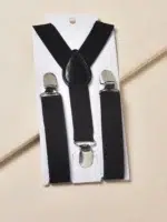 Toddler Boys Solid Color Suspender Belt With Bow Tie - Image 3