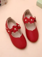 Toddler Girls Fashion Floral Leather Walking Shoes - Image 2