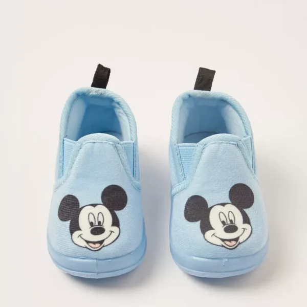 Disney Mickey Mouse Print Slip-On Booties with Pull Tabs